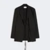 Blazer entallado de gabardina a rayas, negro Blazer entallado de gabardina a rayas, negro