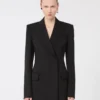 Blazer entallado de Pure Wool elástica natural, negro Blazer entallado de Pure Wool elástica natural, negro
