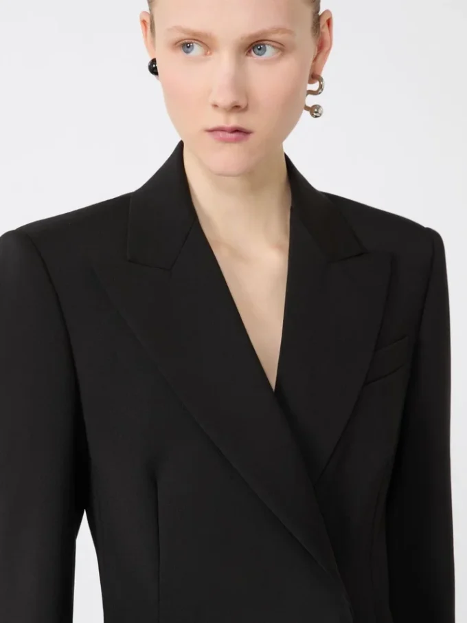 Blazer entallado de Pure Wool elástica natural, negro Blazer entallado de Pure Wool elástica natural, negro