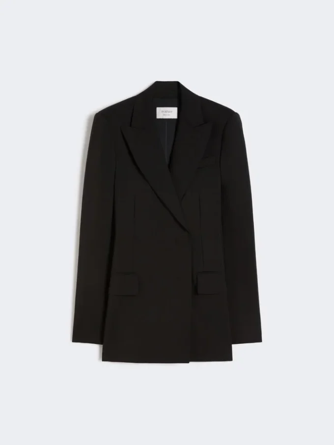 Blazer entallado de Pure Wool elástica natural, negro Blazer entallado de Pure Wool elástica natural, negro
