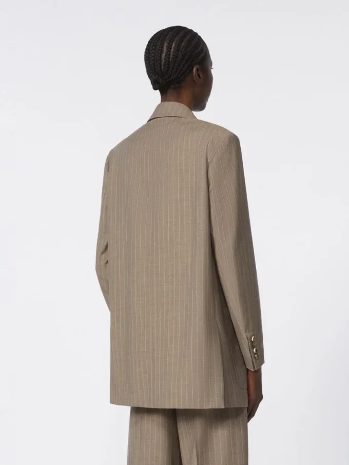 Blazer oversize de lana a rayas, color avellana