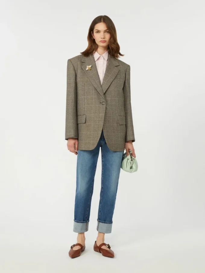 Blazer oversize de lana, marrón