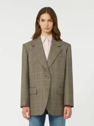 Blazer oversize de lana, marrón