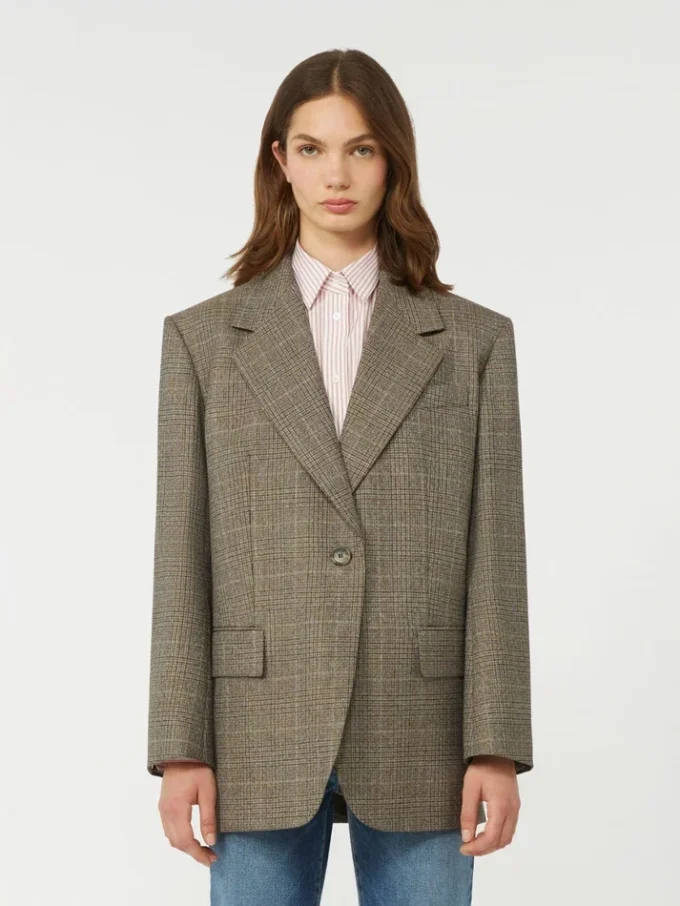 Blazer oversize de lana, marrón