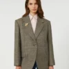 Blazer oversize de lana, marrón