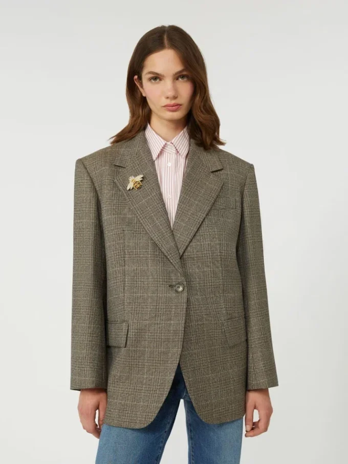 Blazer oversize de lana, marrón