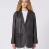Blazer oversize de piel, marrón Blazer oversize de piel, marrón