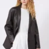 Blazer oversize de piel, marrón Blazer oversize de piel, marrón