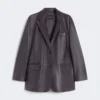 Blazer oversize de piel, marrón Blazer oversize de piel, marrón
