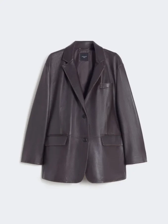 Blazer oversize de piel, marrón Blazer oversize de piel, marrón