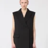 Blazer sin mangas de lana elástica, negro Blazer sin mangas de lana elástica, negro