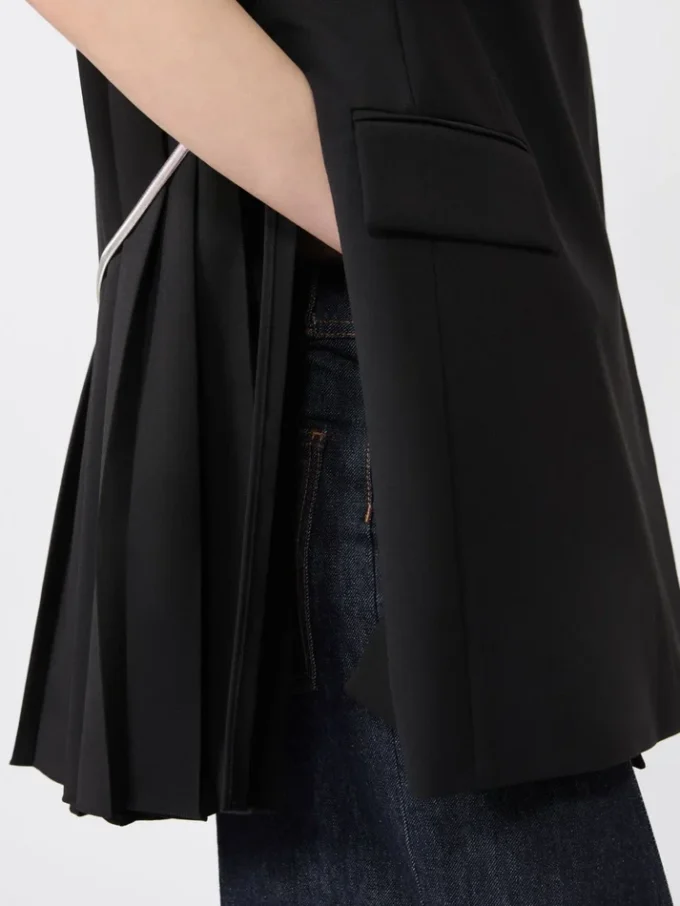 Blazer sin mangas de lana elástica, negro Blazer sin mangas de lana elástica, negro