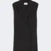 Blazer sin mangas de lana elástica, negro Blazer sin mangas de lana elástica, negro