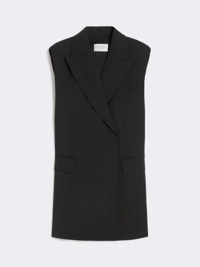 Blazer sin mangas de lana elástica, negro Blazer sin mangas de lana elástica, negro
