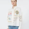 Blusa de algodón con encaje y bordados, blanca Blusa de algodón con encaje y bordados, blanca