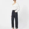 Blusa de algodón con estola, blanco óptico Blusa de algodón con estola, blanco óptico