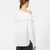 Blusa de algodón con estola, blanco óptico Blusa de algodón con estola, blanco óptico