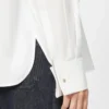 Blusa de algodón con estola, blanco óptico Blusa de algodón con estola, blanco óptico
