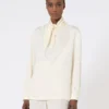 Blusa de charmeuse de seda, marfil