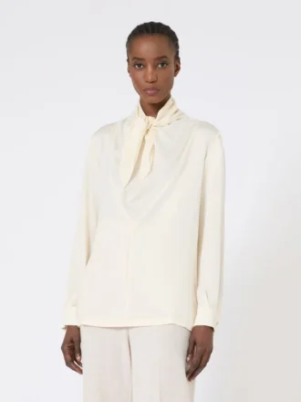 Blusa de charmeuse de seda, marfil