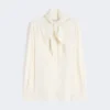Blusa de charmeuse de seda, marfil