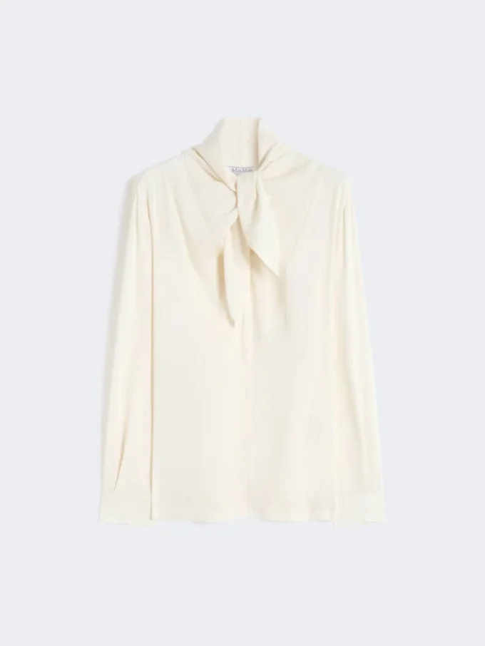 Blusa de charmeuse de seda, marfil