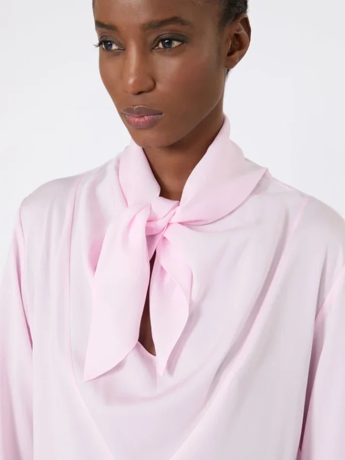 Blusa de charmeuse de seda, rosa