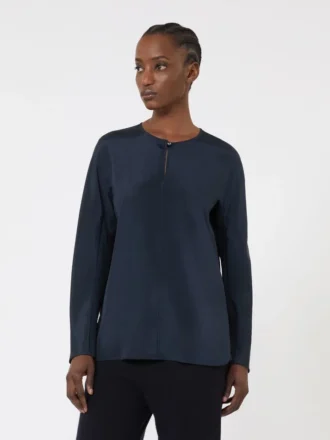 Blusa de crepé de China de seda, azul ultramar