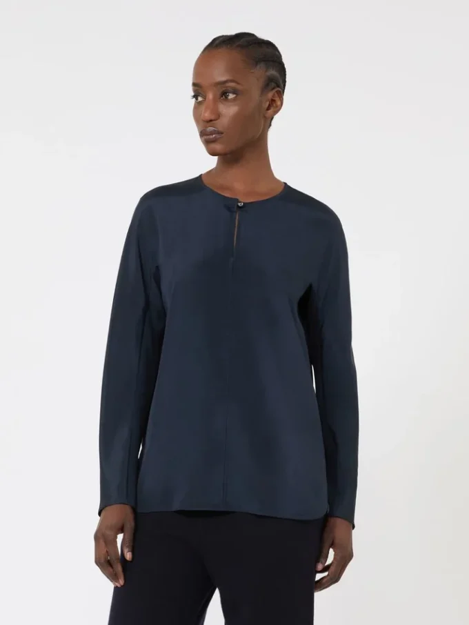 Blusa de crepé de China de seda, azul ultramar