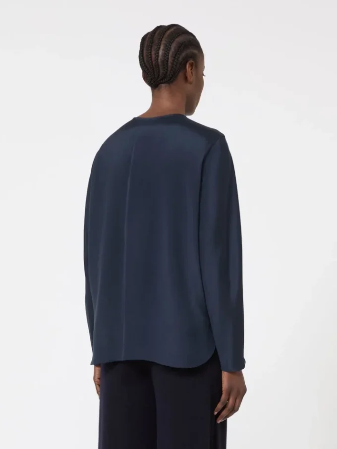 Blusa de crepé de China de seda, azul ultramar