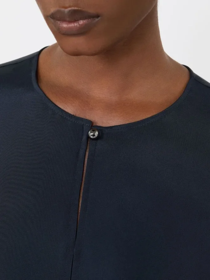 Blusa de crepé de China de seda, azul ultramar