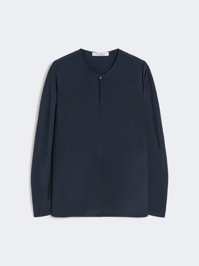 Blusa de crepé de China de seda, azul ultramar