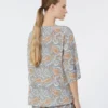 Blusa de crepé de China de seda estampada, azul claro Blusa de crepé de China de seda estampada, azul claro