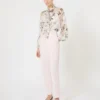 Blusa de gasa estampada, blanca