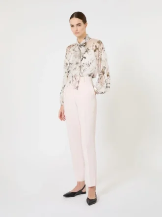 Blusa de gasa estampada, blanca