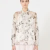 Blusa de gasa estampada, blanca