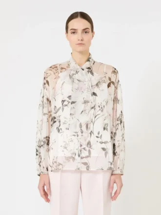 Blusa de gasa estampada, blanca