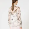 Blusa de gasa estampada, blanca