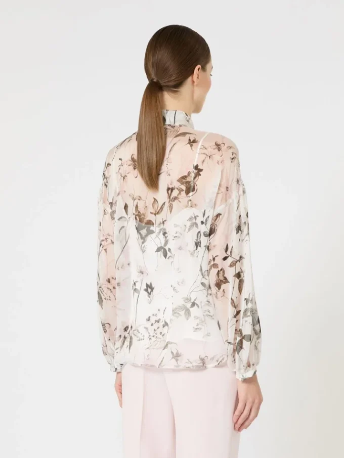 Blusa de gasa estampada, blanca