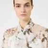Blusa de gasa estampada, blanca