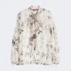 Blusa de gasa estampada, blanca