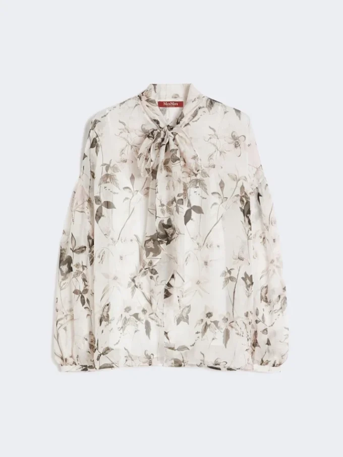 Blusa de gasa estampada, blanca
