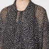 Blusa de gasa estampada, negra
