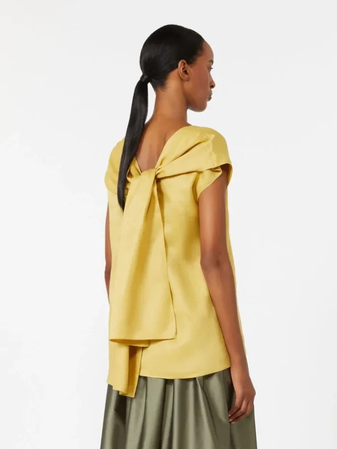 Blusa de lona de ramio, amarillo brillante Blusa de lona de ramio, amarillo brillante