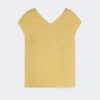 Blusa de lona de ramio, amarillo brillante Blusa de lona de ramio, amarillo brillante