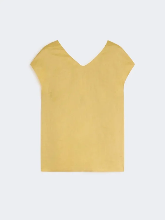 Blusa de lona de ramio, amarillo brillante Blusa de lona de ramio, amarillo brillante