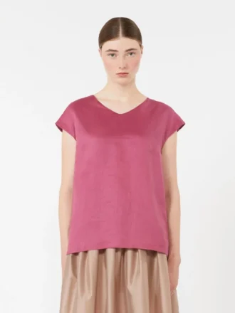 Blusa de lona de ramio, color ciclamen