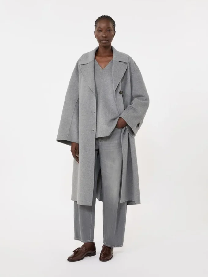 Blusa de paño de lana, gris medio Blusa de paño de lana, gris medio