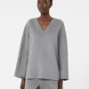 Blusa de paño de lana, gris medio Blusa de paño de lana, gris medio
