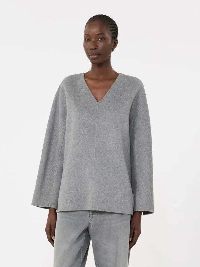 Blusa de paño de lana, gris medio Blusa de paño de lana, gris medio